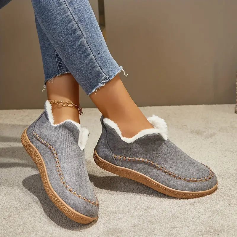 Round Toe Black Ankle Boots for Women – Stylish & Cozy Comfort