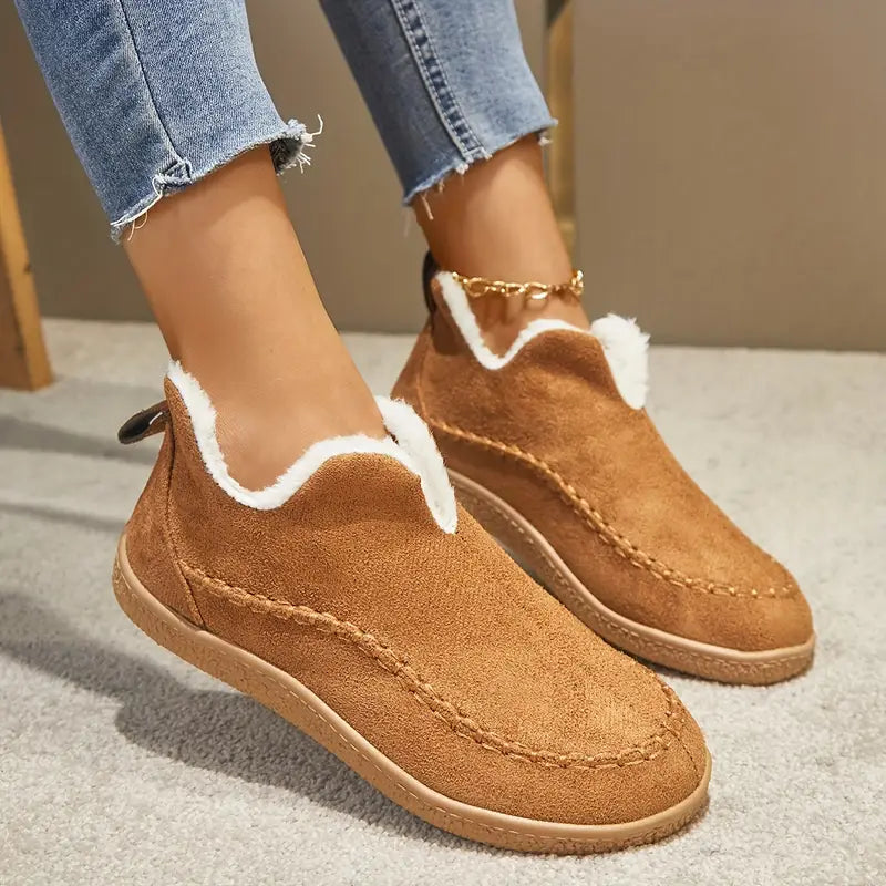 Round Toe Black Ankle Boots for Women – Stylish & Cozy Comfort