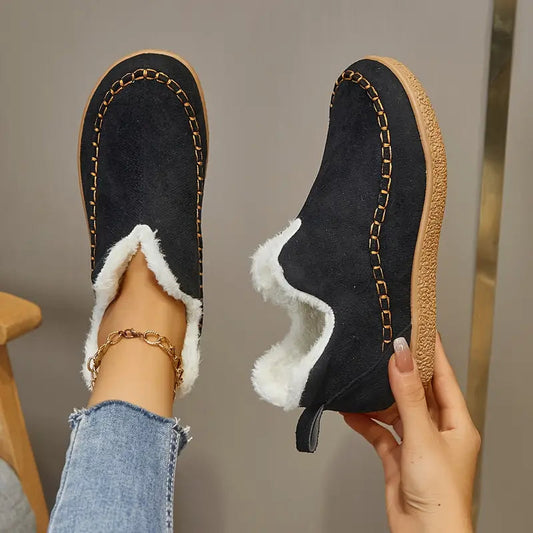 Round Toe Black Ankle Boots for Women – Stylish & Cozy Comfort