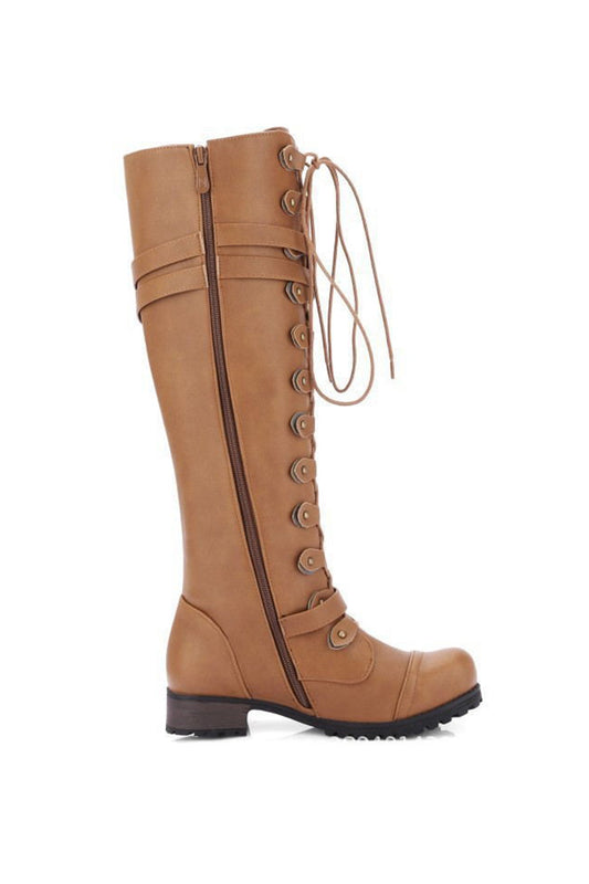 Round-Toe Black Knee High Boots for Women – Bold & Edgy Style