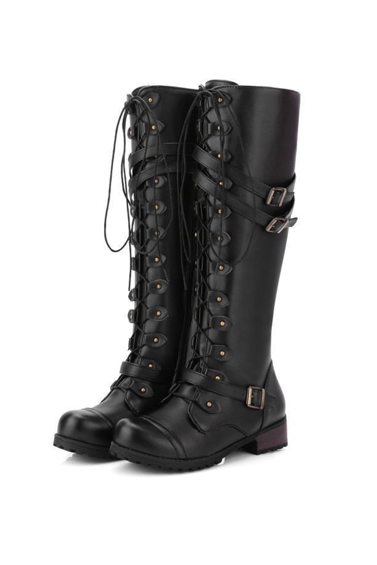 Round-Toe Black Knee High Boots for Women – Bold & Edgy Style