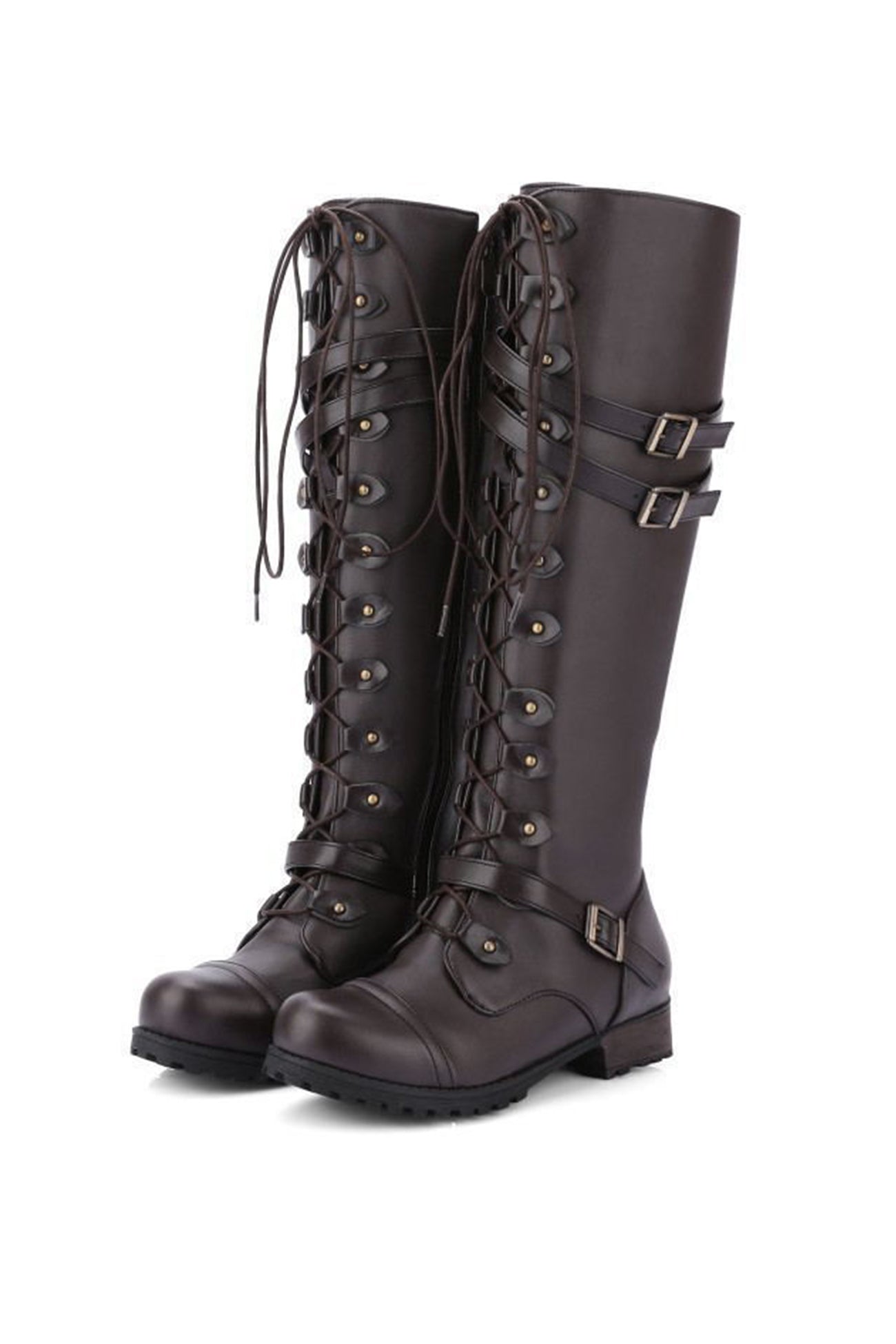 Round-Toe Black Knee High Boots for Women – Bold & Edgy Style