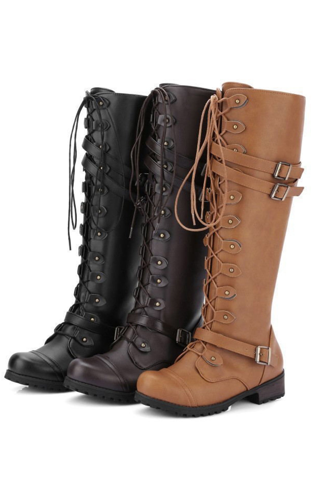 Round-Toe Black Knee High Boots for Women – Bold & Edgy Style