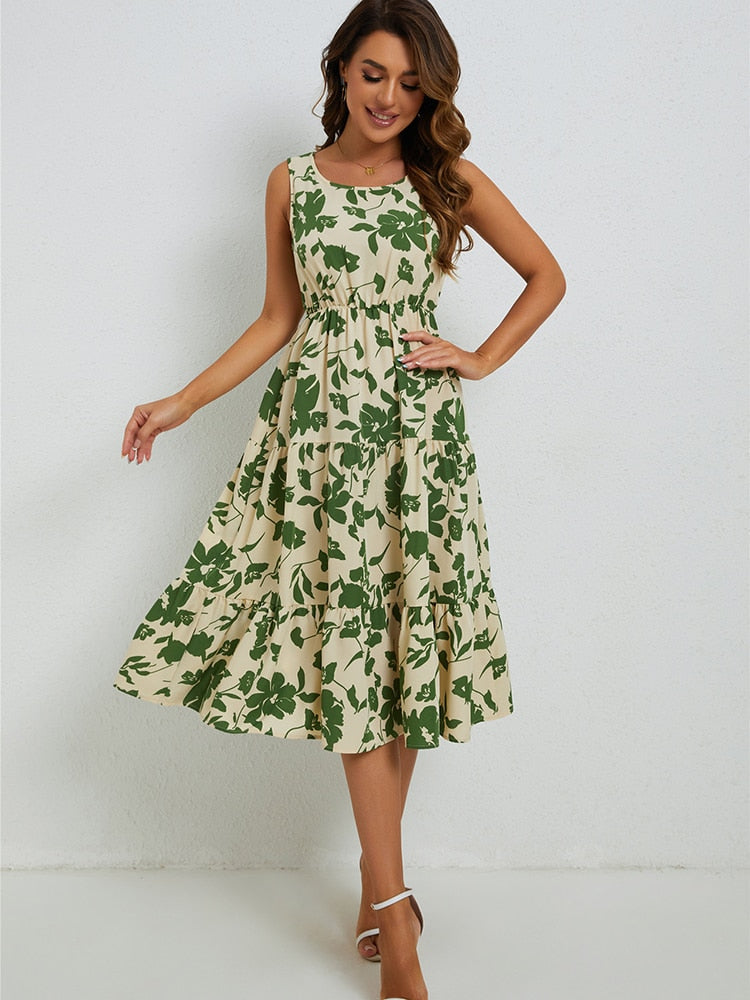 Nadja - Robe Midi Fleurie pour Femmes – Élégante & Légère