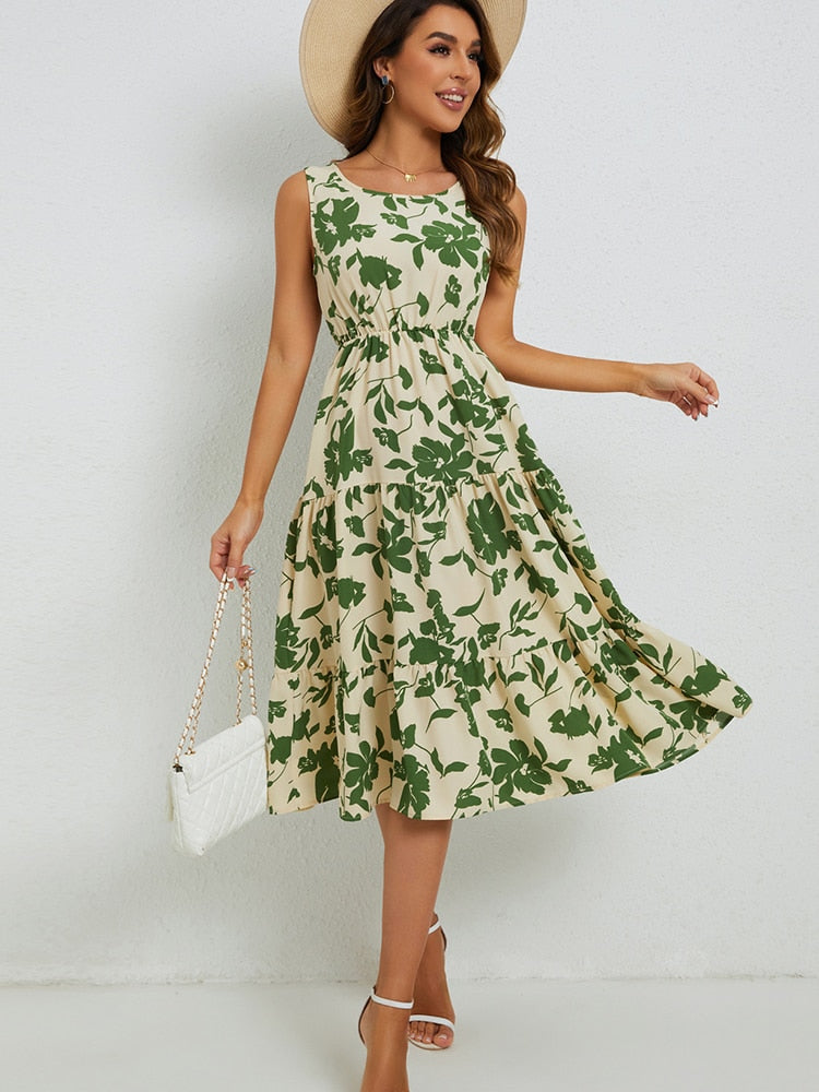 Nadja - Robe Midi Fleurie pour Femmes – Élégante & Légère