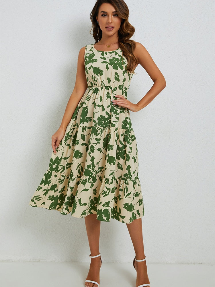 Nadja - Robe Midi Fleurie pour Femmes – Élégante & Légère