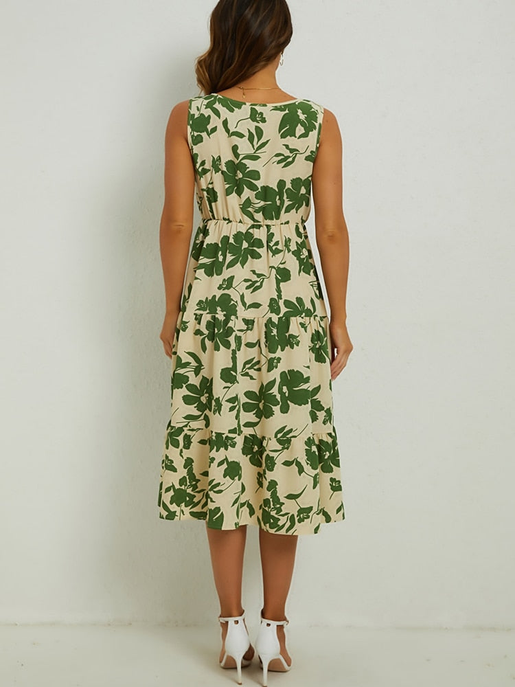 Nadja - Robe Midi Fleurie pour Femmes – Élégante & Légère