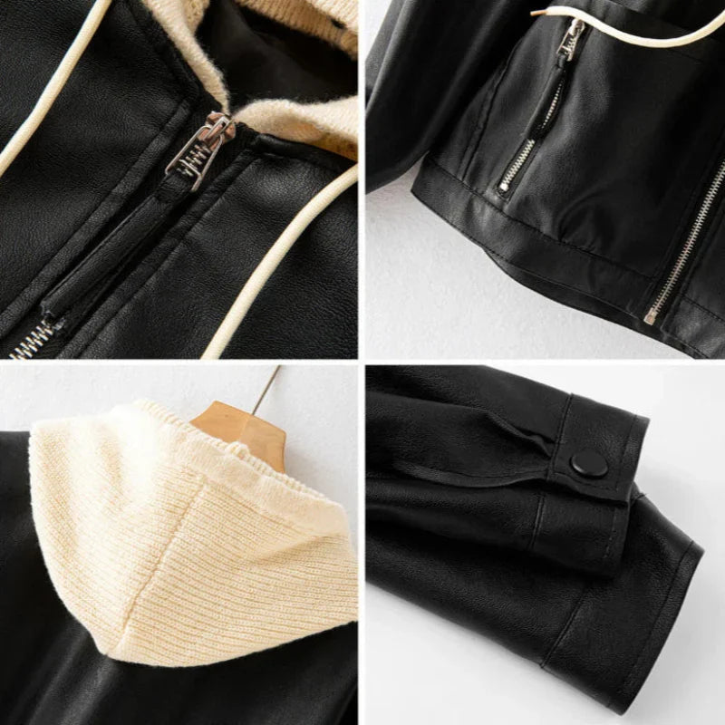 NOAM LEATHER HOODIE Caliboot