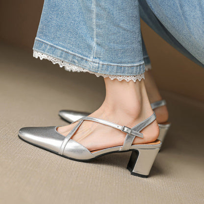 Square Toe Block Heel Mary Jane Slingback Heels for Women – Stylish & Supportive Design Caliboot