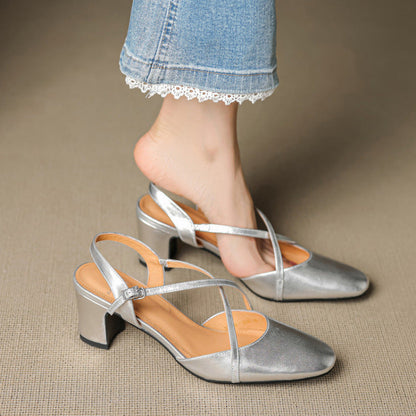 Square Toe Block Heel Mary Jane Slingback Heels for Women – Stylish & Supportive Design Caliboot