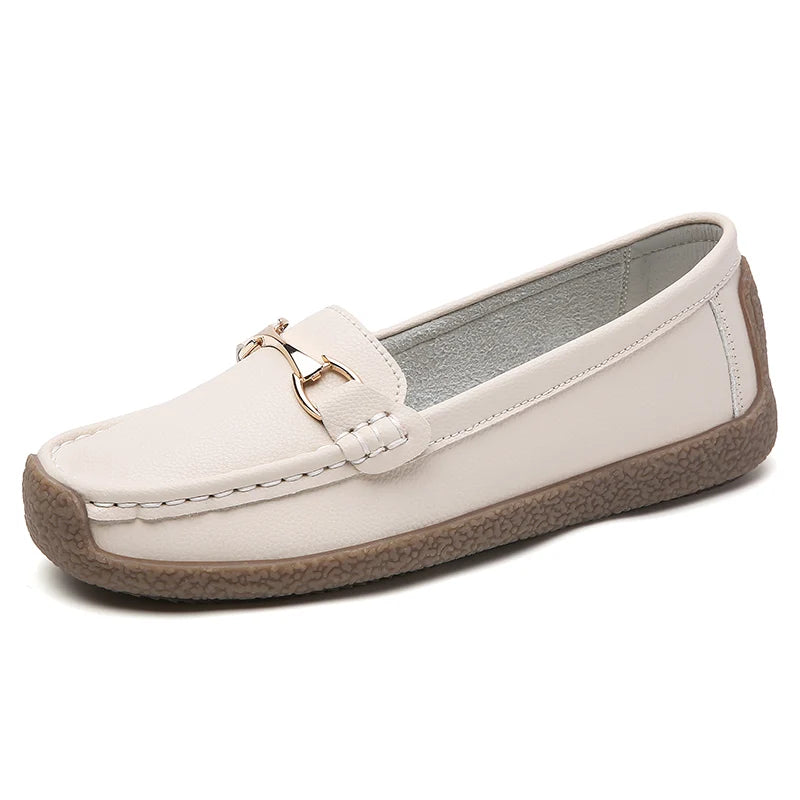 Slip-On Black Flats for Women – Stylish & Comfortable Moccasin Design