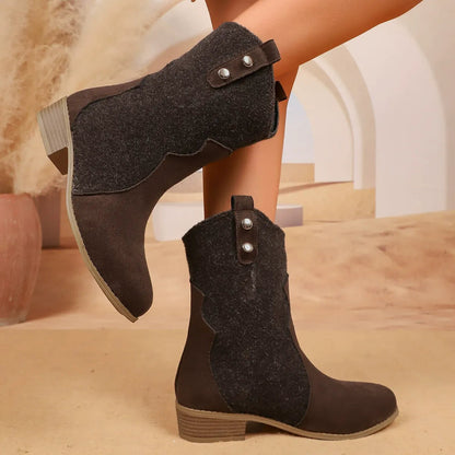 Slouch Mid Calf Boots for Women – Chic & Comfortable Low Heel Style
