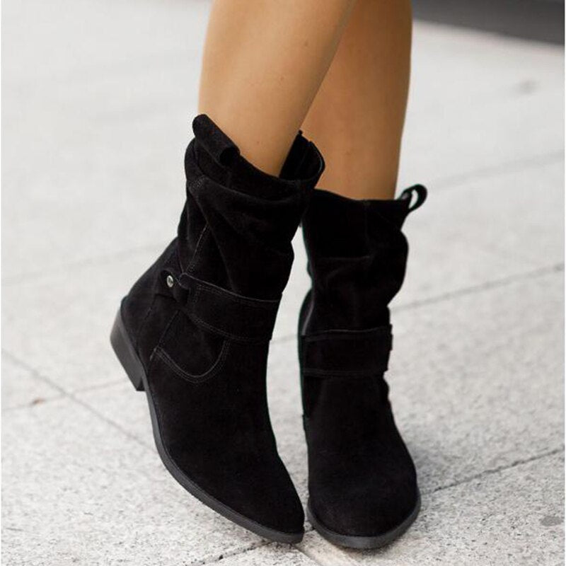 Slouched Black Ankle Boots for Women – Chic & Comfortable Design