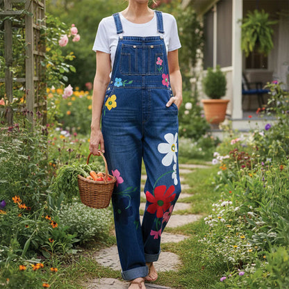 Sofia Amoretti Denim Overalls with Flower Print Caliboot