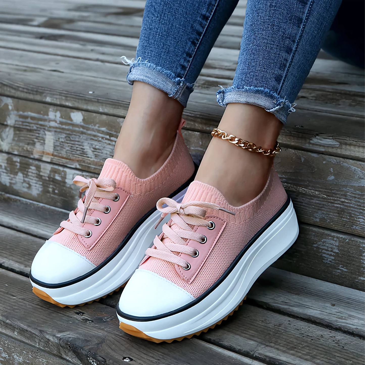 Soft Knit Platform Sneakers for Women – Stylish & Breathable Comfort