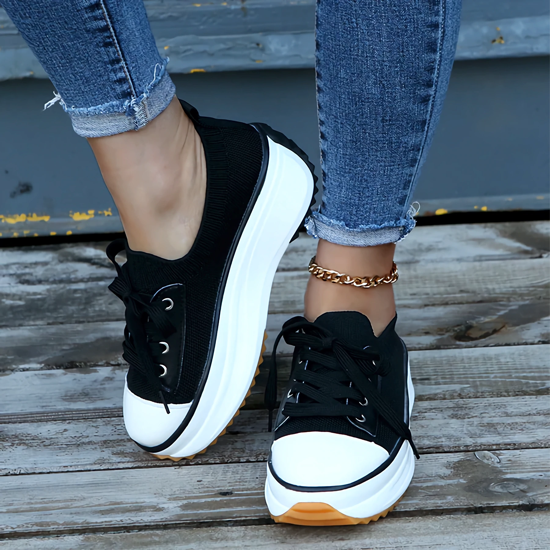 Soft Knit Platform Sneakers for Women – Stylish & Breathable Comfort