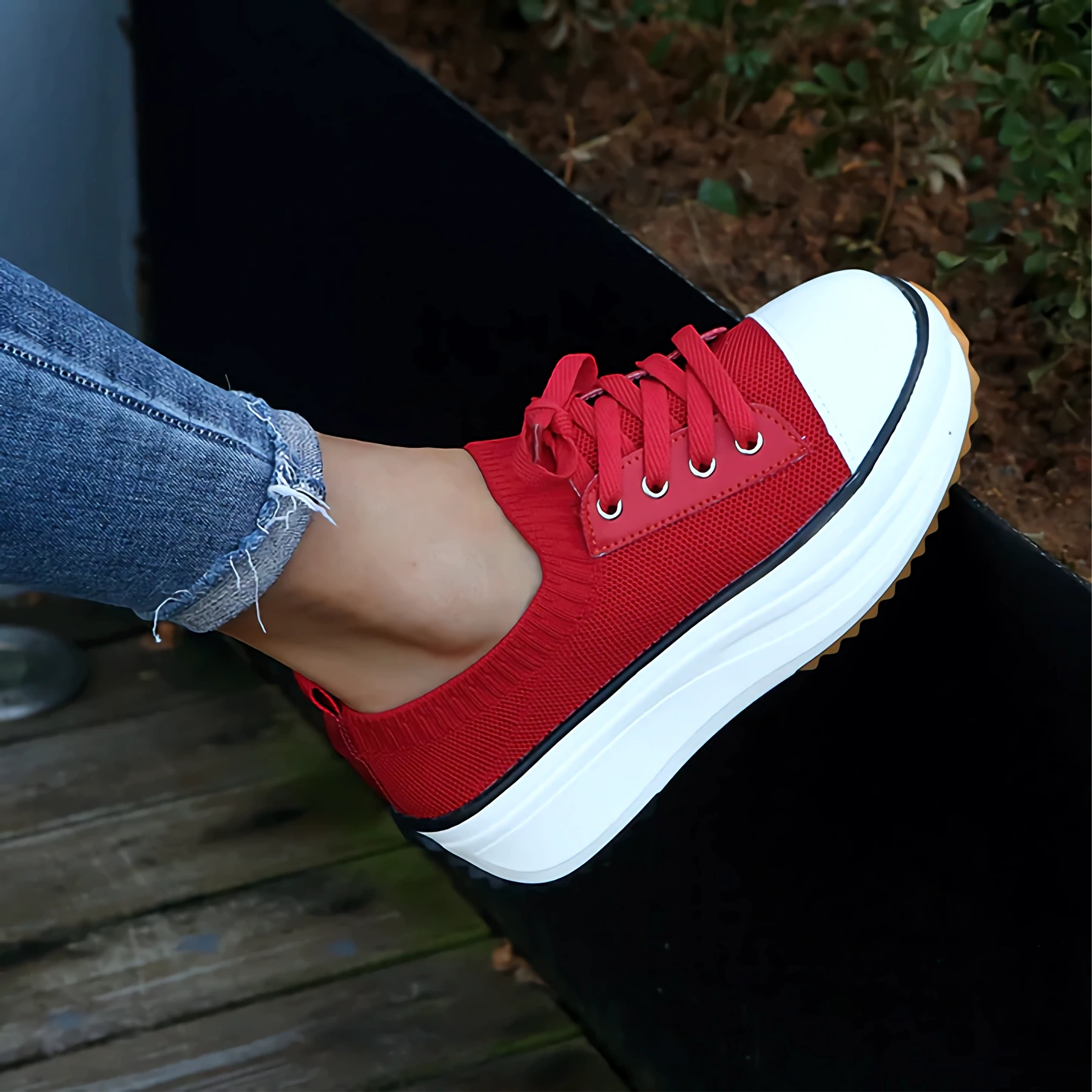 Soft Knit Platform Sneakers for Women – Stylish & Breathable Comfort