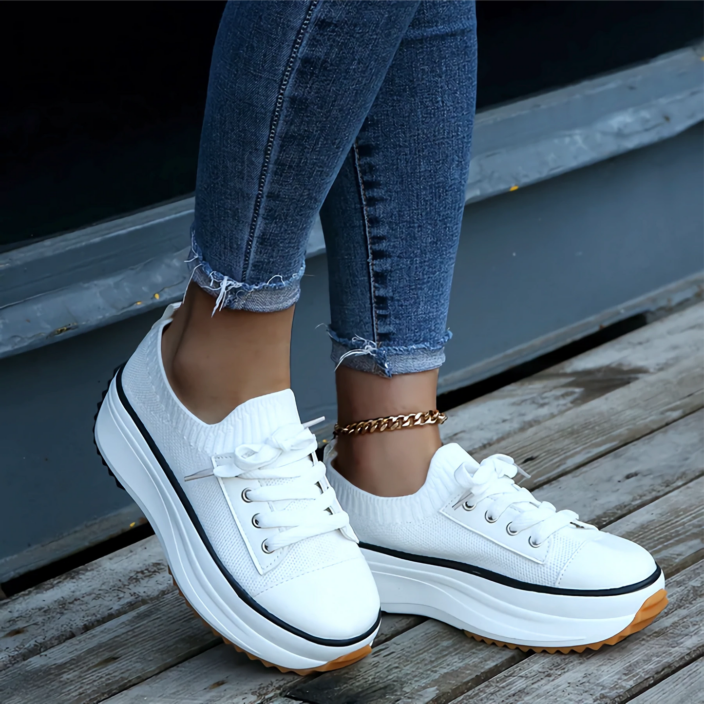Soft Knit Platform Sneakers for Women – Stylish & Breathable Comfort