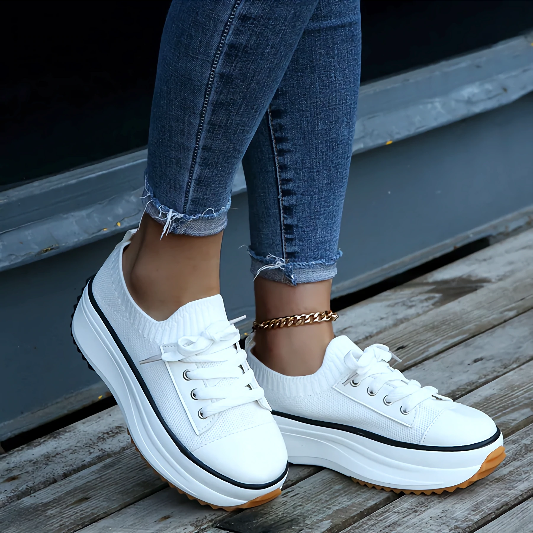 Soft Knit Platform Sneakers for Women – Stylish & Breathable Comfort