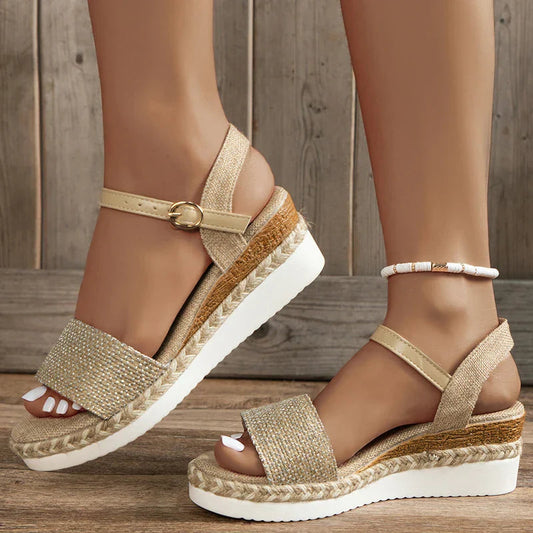 Sparkling Toe Strap Platform Sandals for Women – Stylish & Comfortable