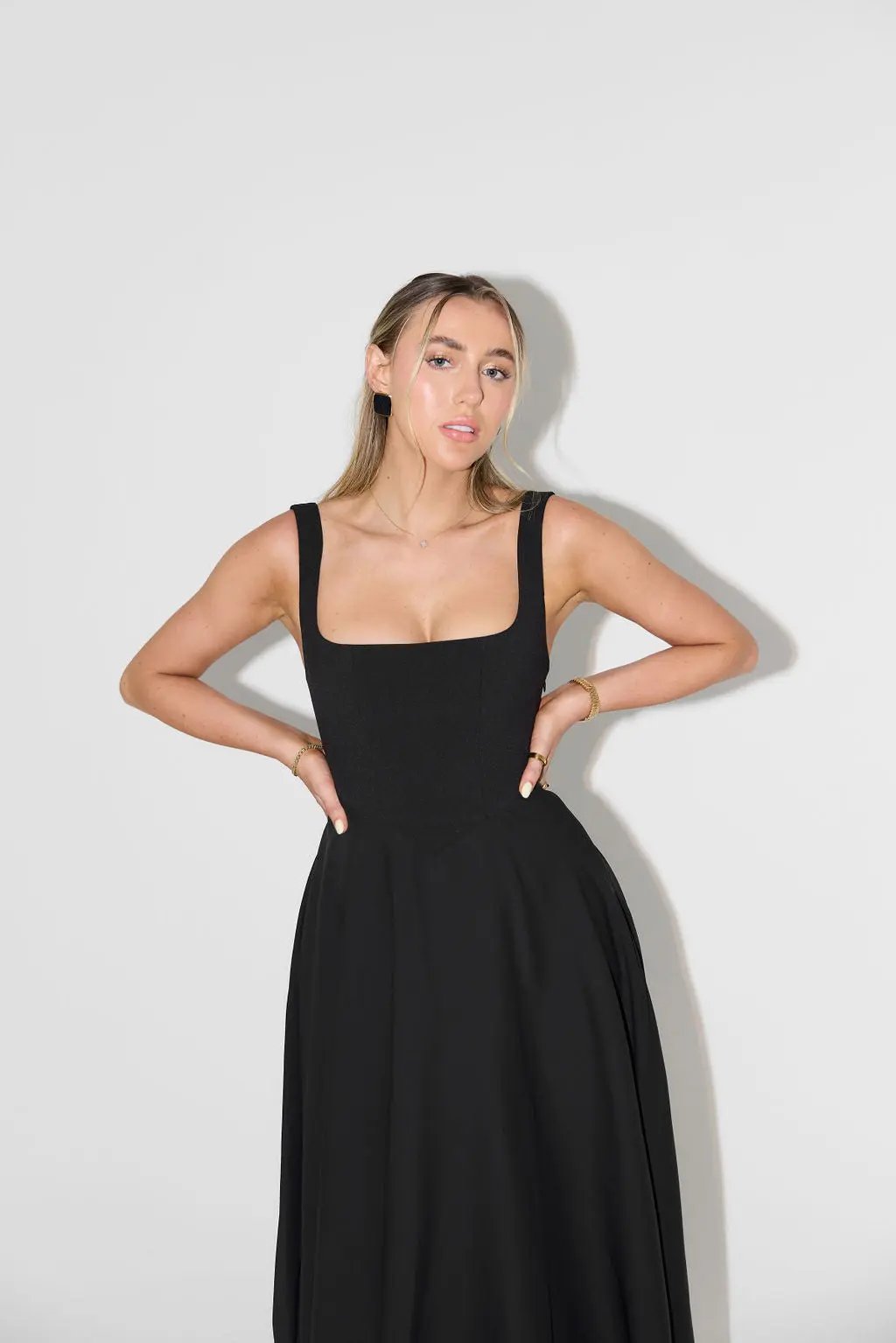 Square Neck Midi Dress for Women – Effortless Summer Elegance-Caliboot