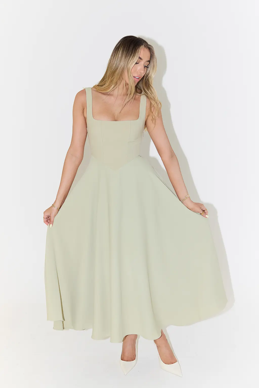Square Neck Midi Dress for Women – Effortless Summer Elegance-Caliboot