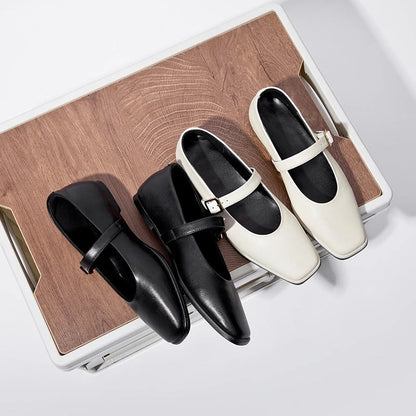 Square Toe Black Ballet Flats for Women – Chic & Comfortable Everyday Style