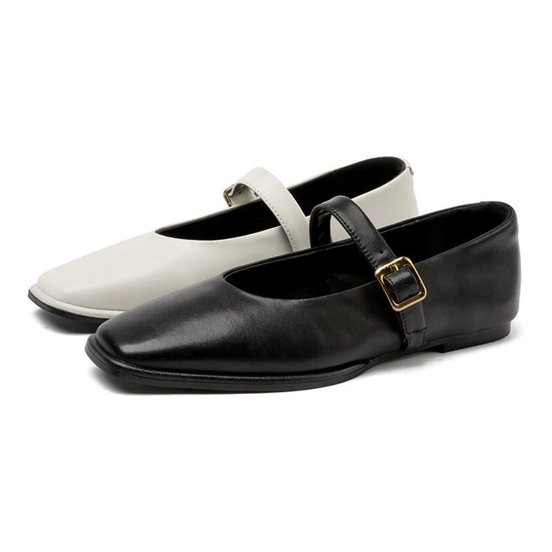 Square Toe Black Ballet Flats for Women – Chic & Comfortable Everyday Style