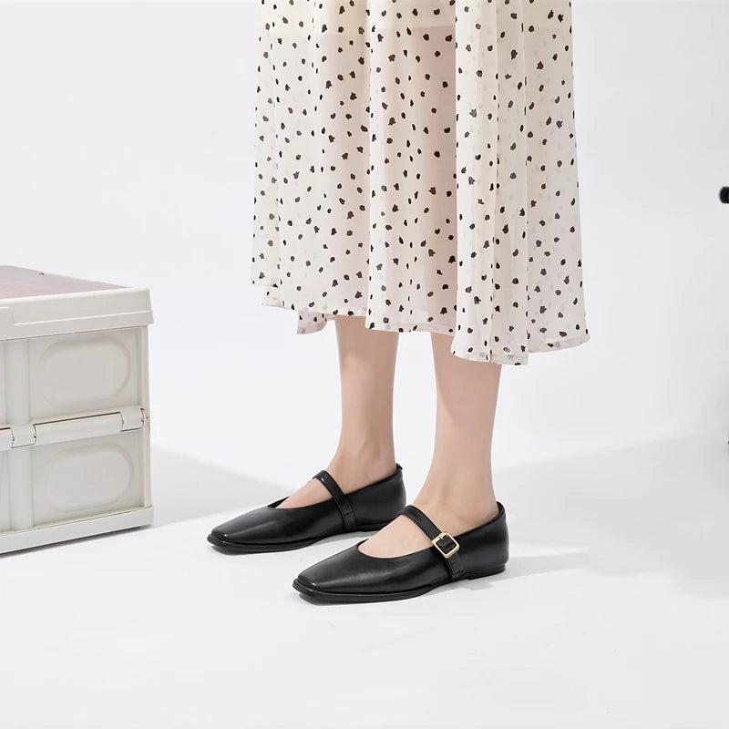 Square Toe Black Ballet Flats for Women – Chic & Comfortable Everyday Style