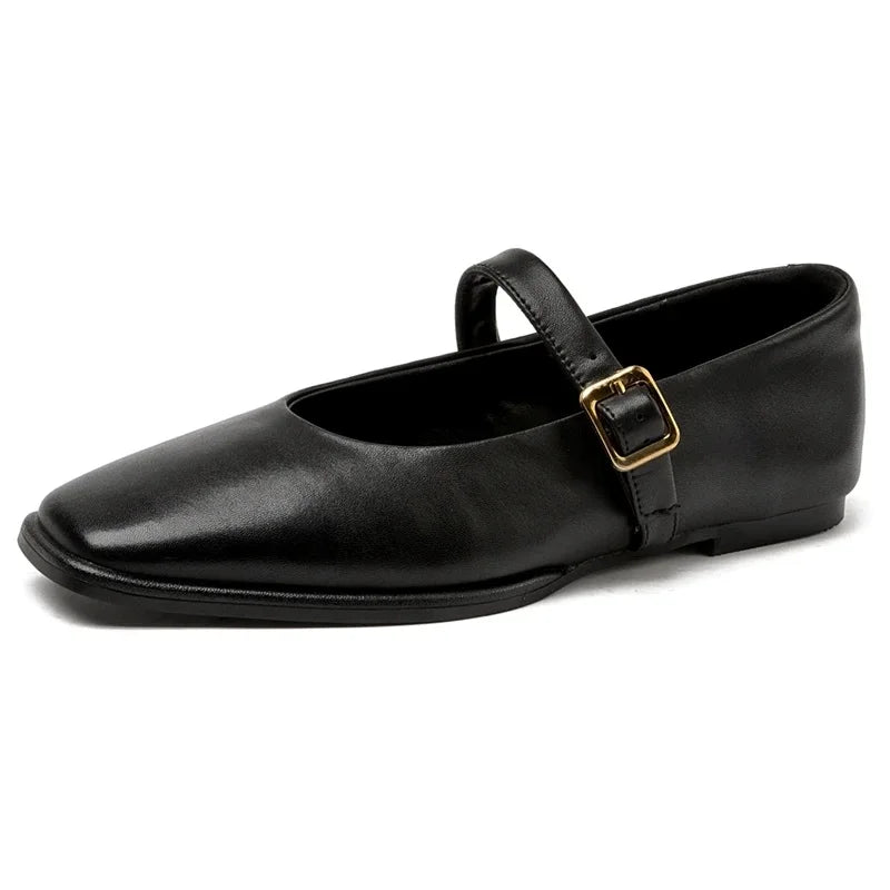 Square Toe Black Ballet Flats for Women – Chic & Comfortable Everyday Style