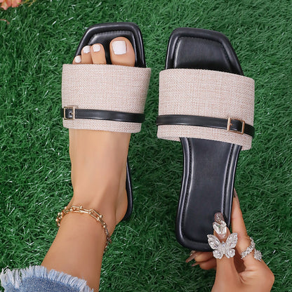 Square Toe Flat Slippers for Women – Stylish & Comfortable