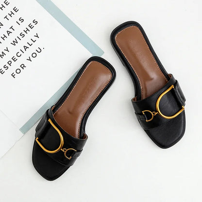 Square Toe Slip-On Sandals for Women – Chic & Effortless Style