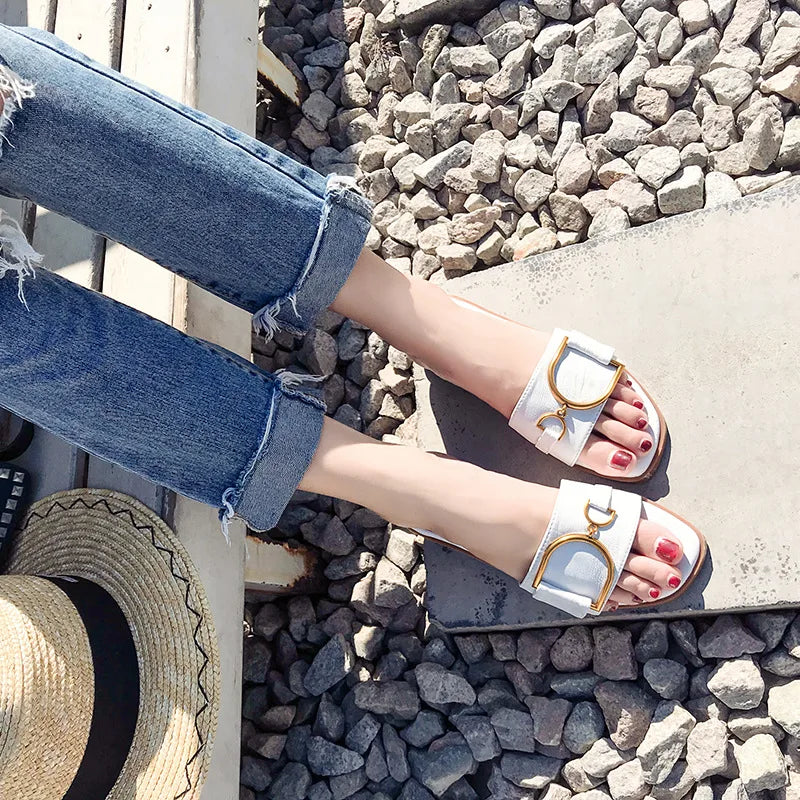 Square Toe Slip-On Sandals for Women – Chic & Effortless Style