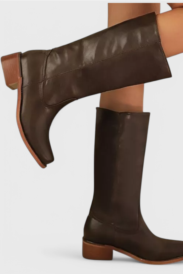 Ella | Women’s Leather Knee-High Boots with Heels Caliboot