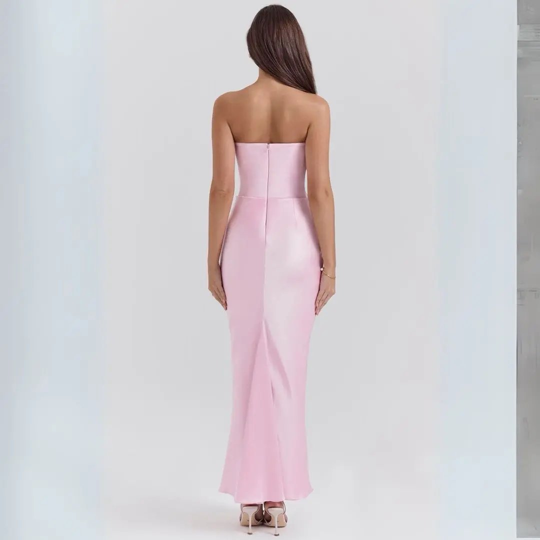 Strapless Corset Maxi Dress for Women – Elegant & Flowing-Caliboot