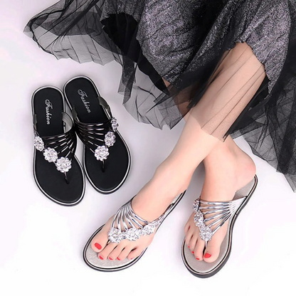 Strappy Sandals for Women – Chic Floral Embellishments