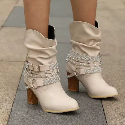 Strass-Embellished Black Ankle Boots for Women – Chic & Comfortable