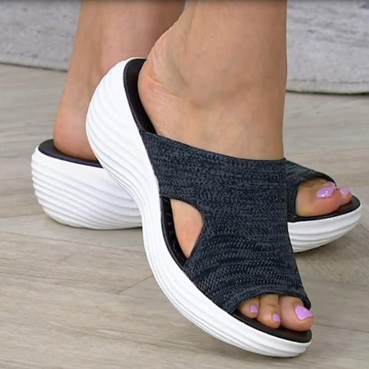 Stretch Knit Open-Toe Sandals for Women – Comfortable & Trendy Design