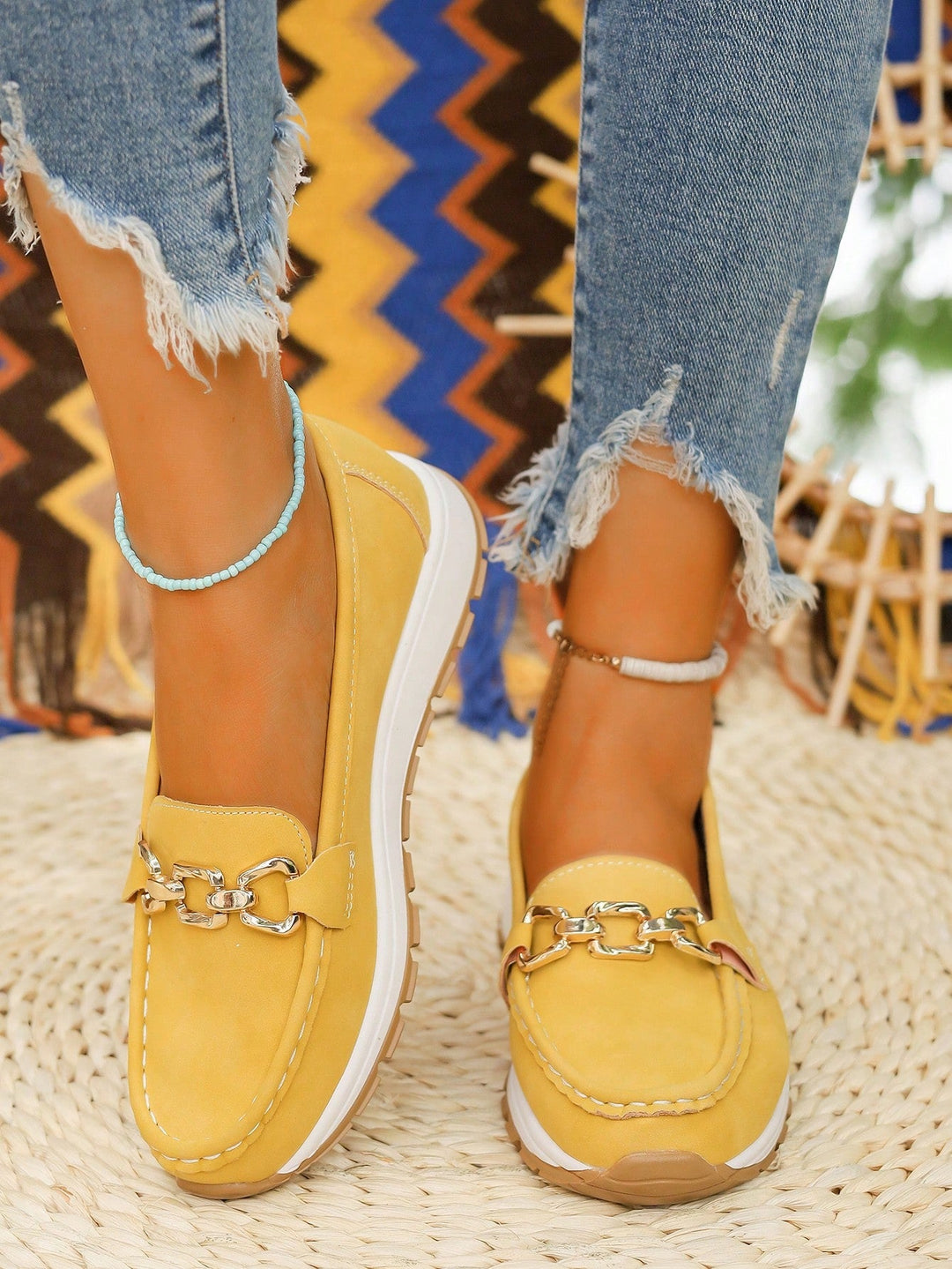 Suede-Like Loafers for Women – Elegant Buckle Detail & All-Day Comfort