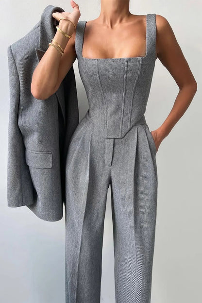 Tailored Three-Piece Suit for Women – Elegant & Sophisticated Pant Suit Set-Caliboot