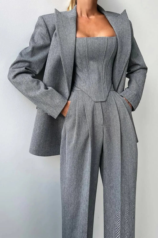 Tailored Three-Piece Suit for Women – Elegant & Sophisticated Pant Suit Set-Caliboot