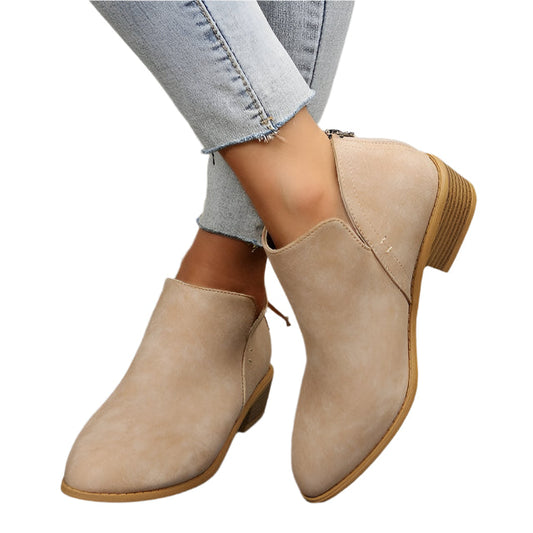 Tapered Silhouette Low Heel Boots for Women – Stylish & Comfortable