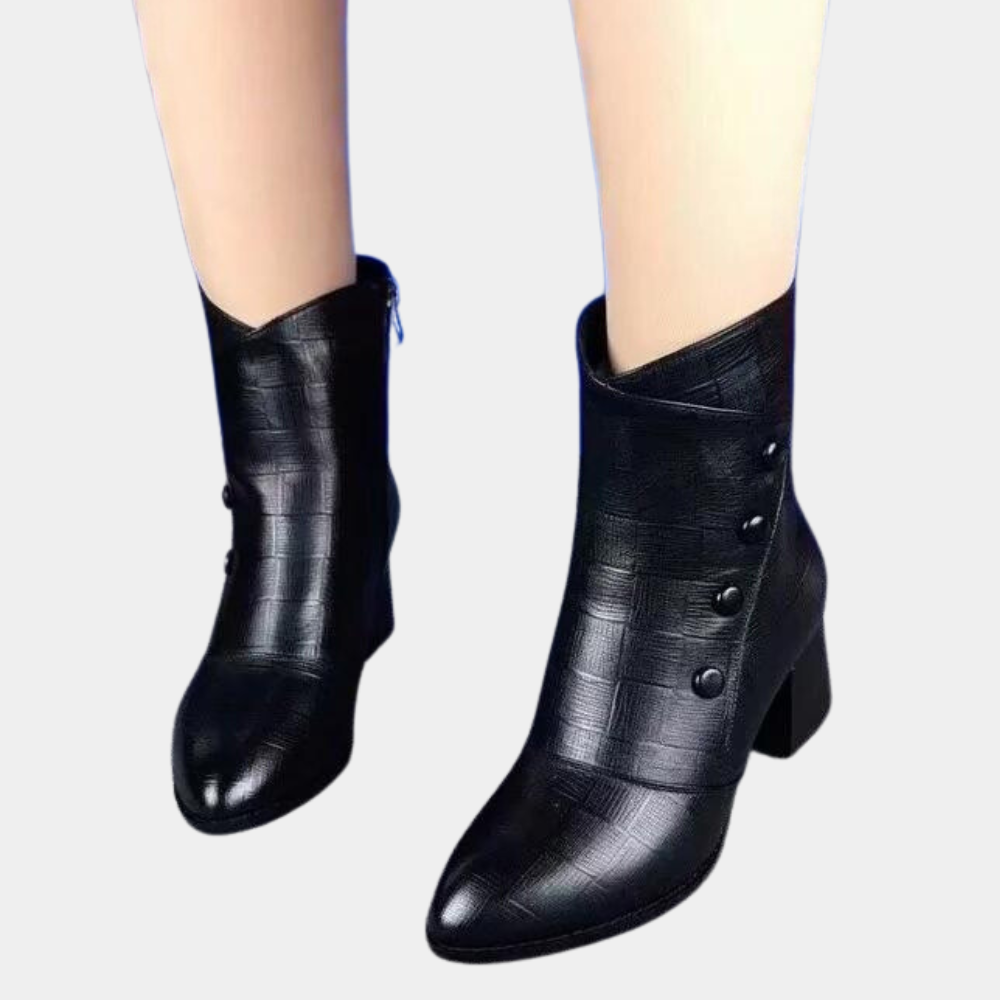 Textured Black Ankle Boots for Women – Stylish & Comfortable