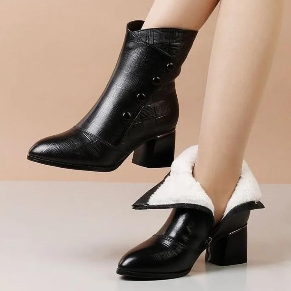 Textured Black Ankle Boots for Women – Stylish & Comfortable