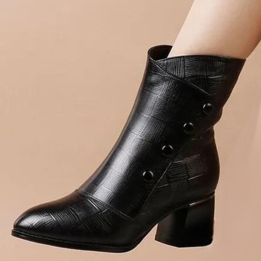 Textured Black Ankle Boots for Women – Stylish & Comfortable