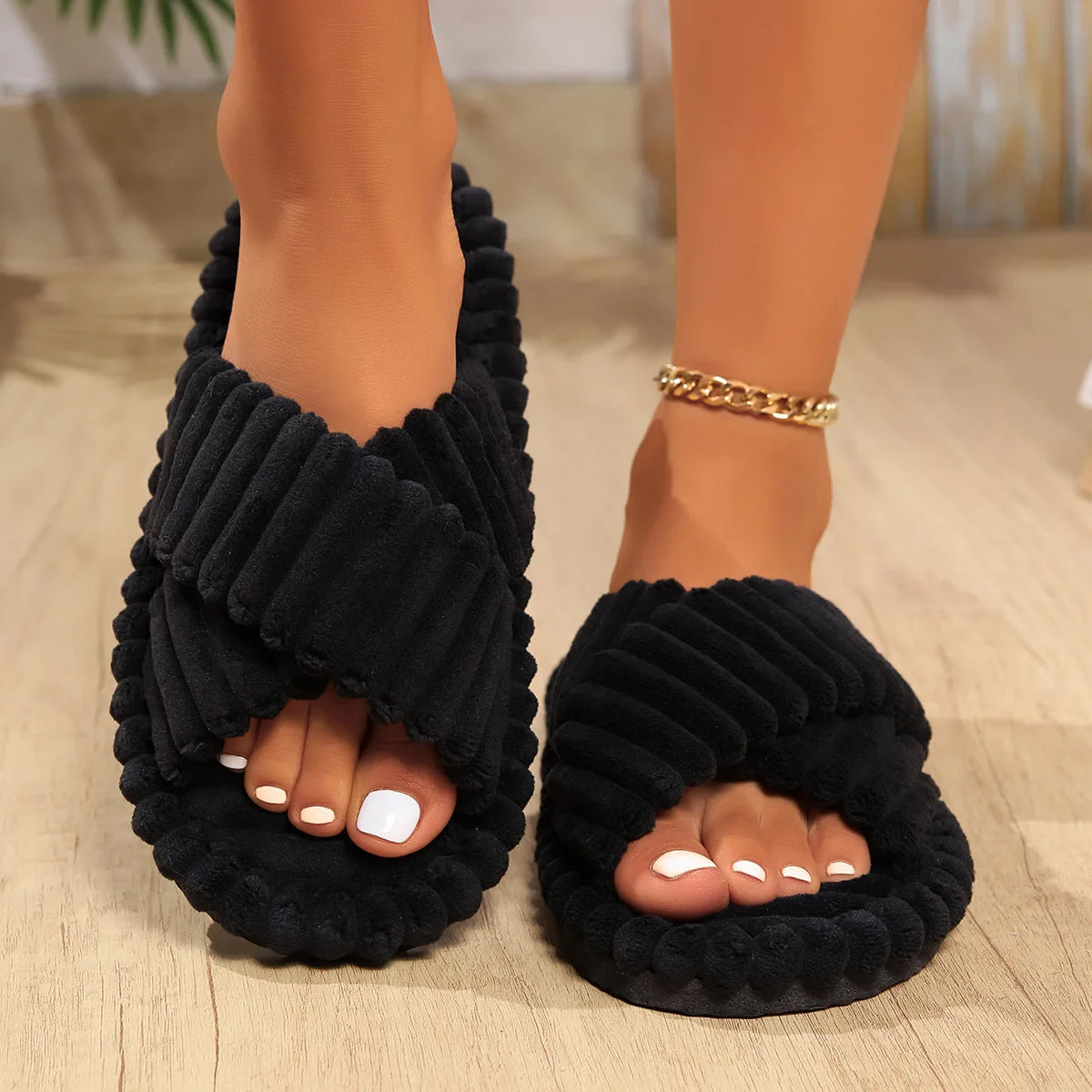 Thick Sole Plush Slippers for Women – Cozy & Comfortable