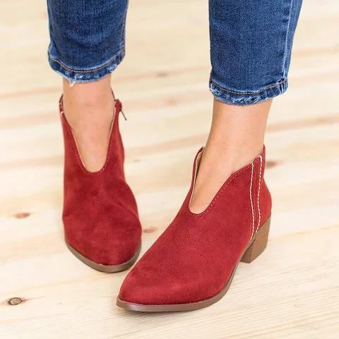 V-Cut Black Ankle Boots for Women – Stylish & Comfortable Everyday Wear