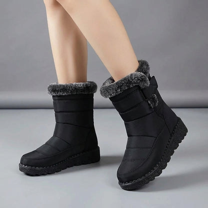 Quilted Fur Trim Mid-Calf Boots for Women – Warm & Non-Slip