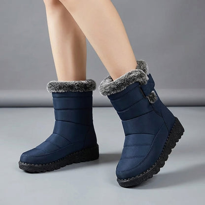 Quilted Fur Trim Mid-Calf Boots for Women – Warm & Non-Slip