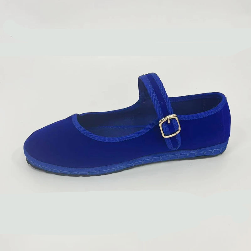 Velvet Ballet Flats for Women – Elegant & Comfortable Mary Jane Design
